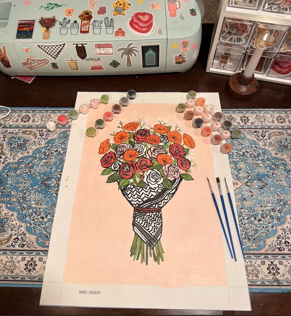 Keffiyeh Flower Bouquet: Paint by numbers set