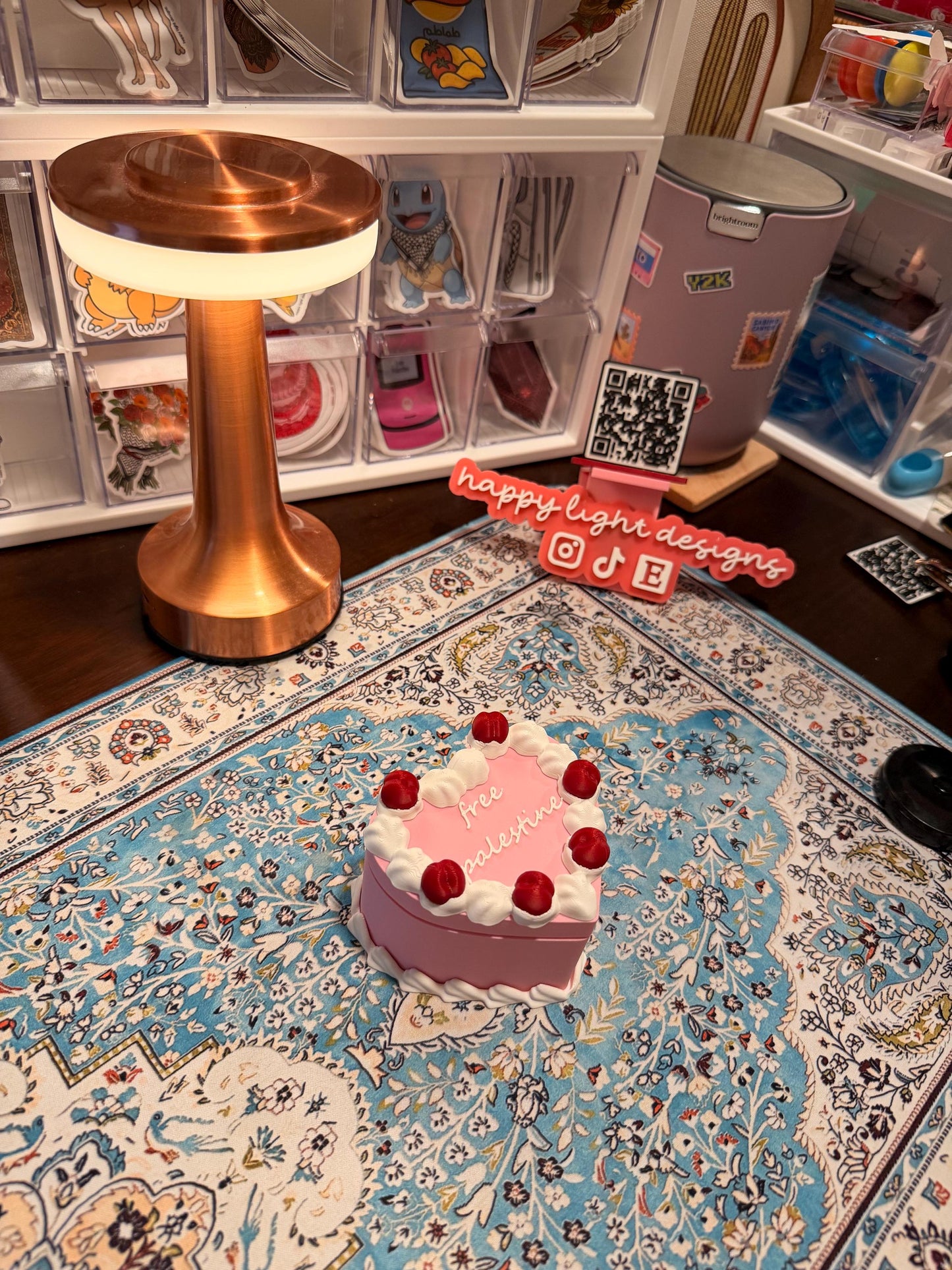 Free Palestine Pink Cake Jewelry Box