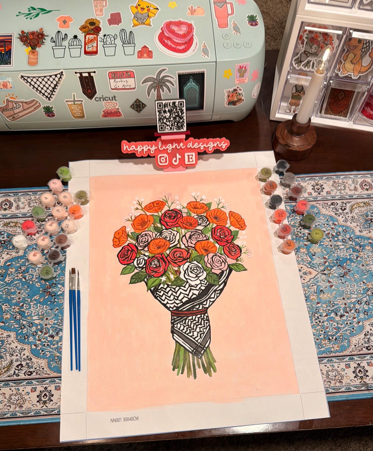 Keffiyeh Flower Bouquet: Paint by numbers set