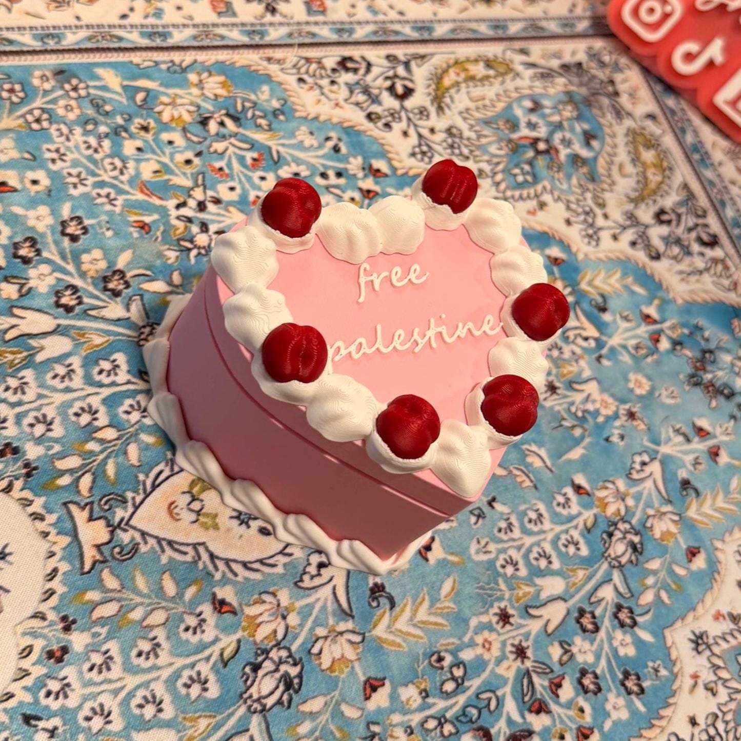 Free Palestine Pink Cake Jewelry Box