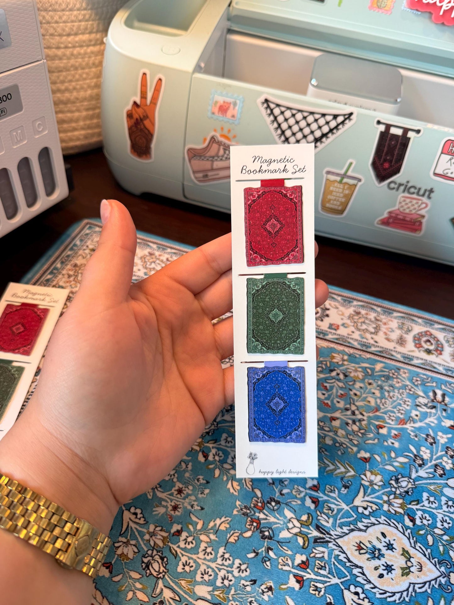 Set of 3 Magnetic Middle Eastern Rug Bookmark
