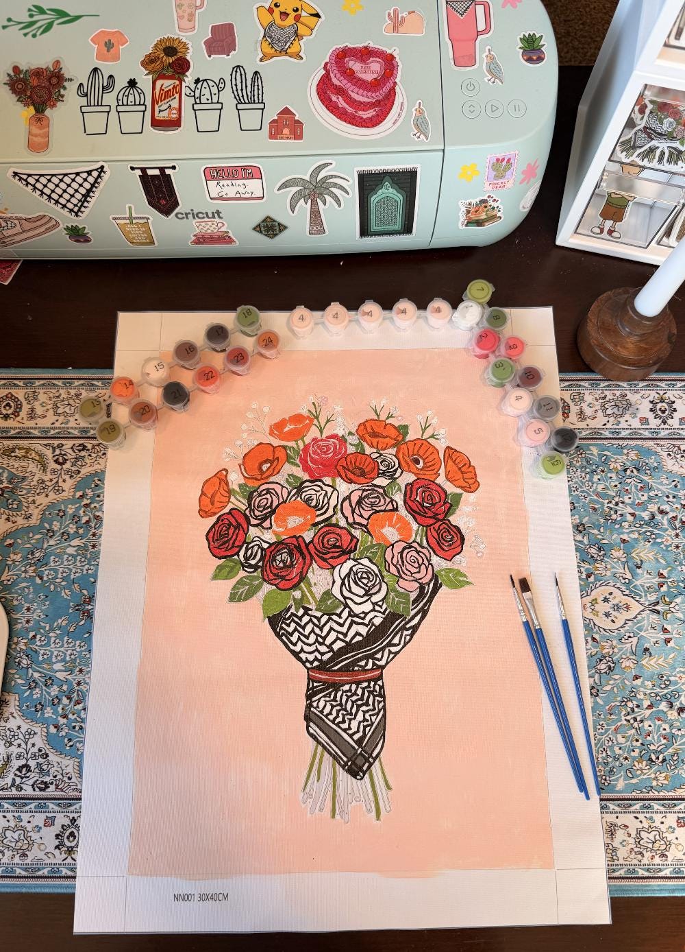 Keffiyeh Flower Bouquet: Paint by numbers set
