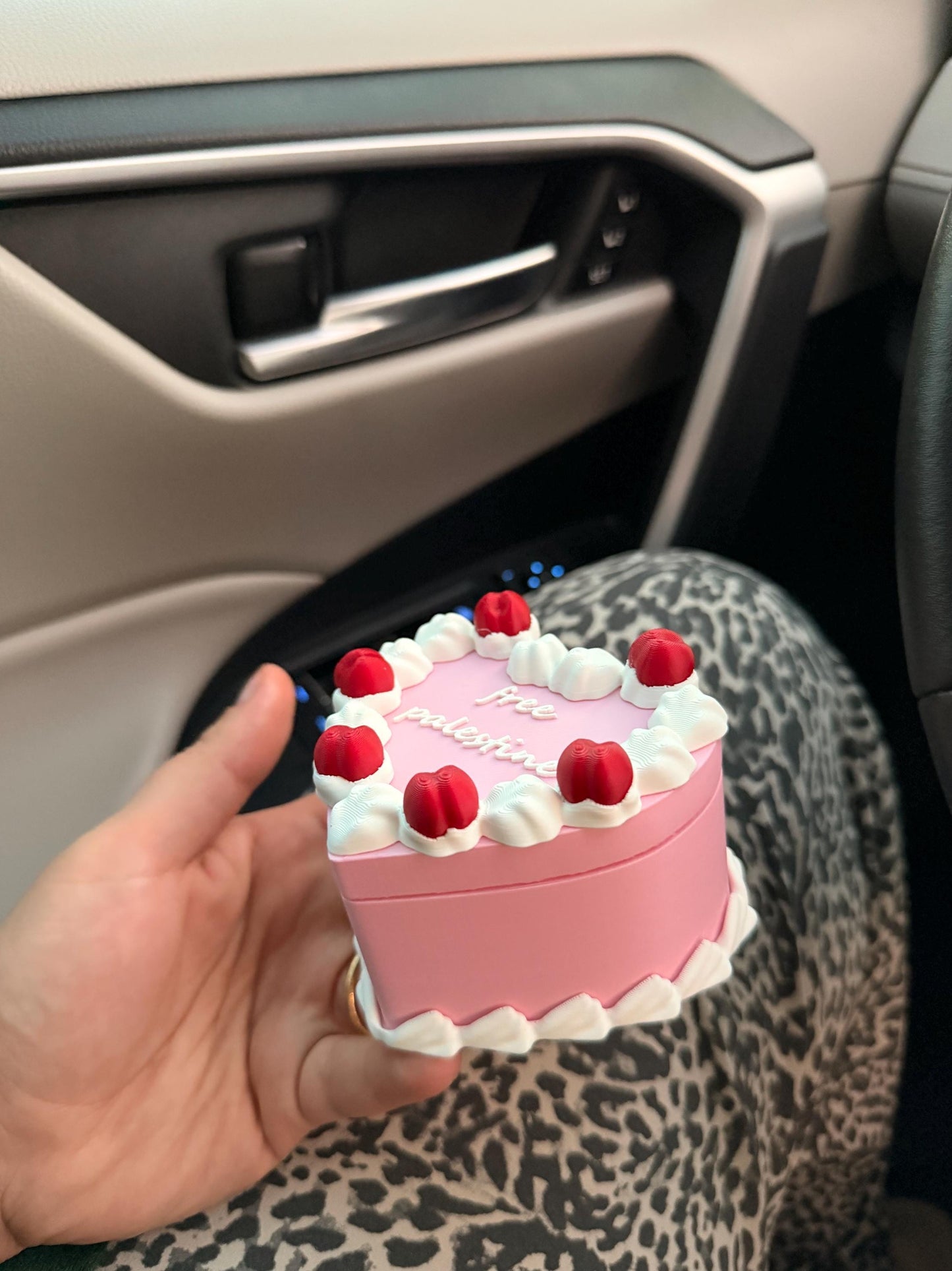 Free Palestine Pink Cake Jewelry Box