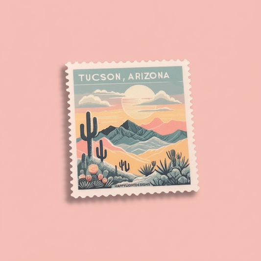 Tucson Sticker on Light Pink Background